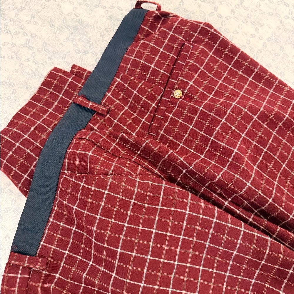 Men's Red Windowpane Chino Pants